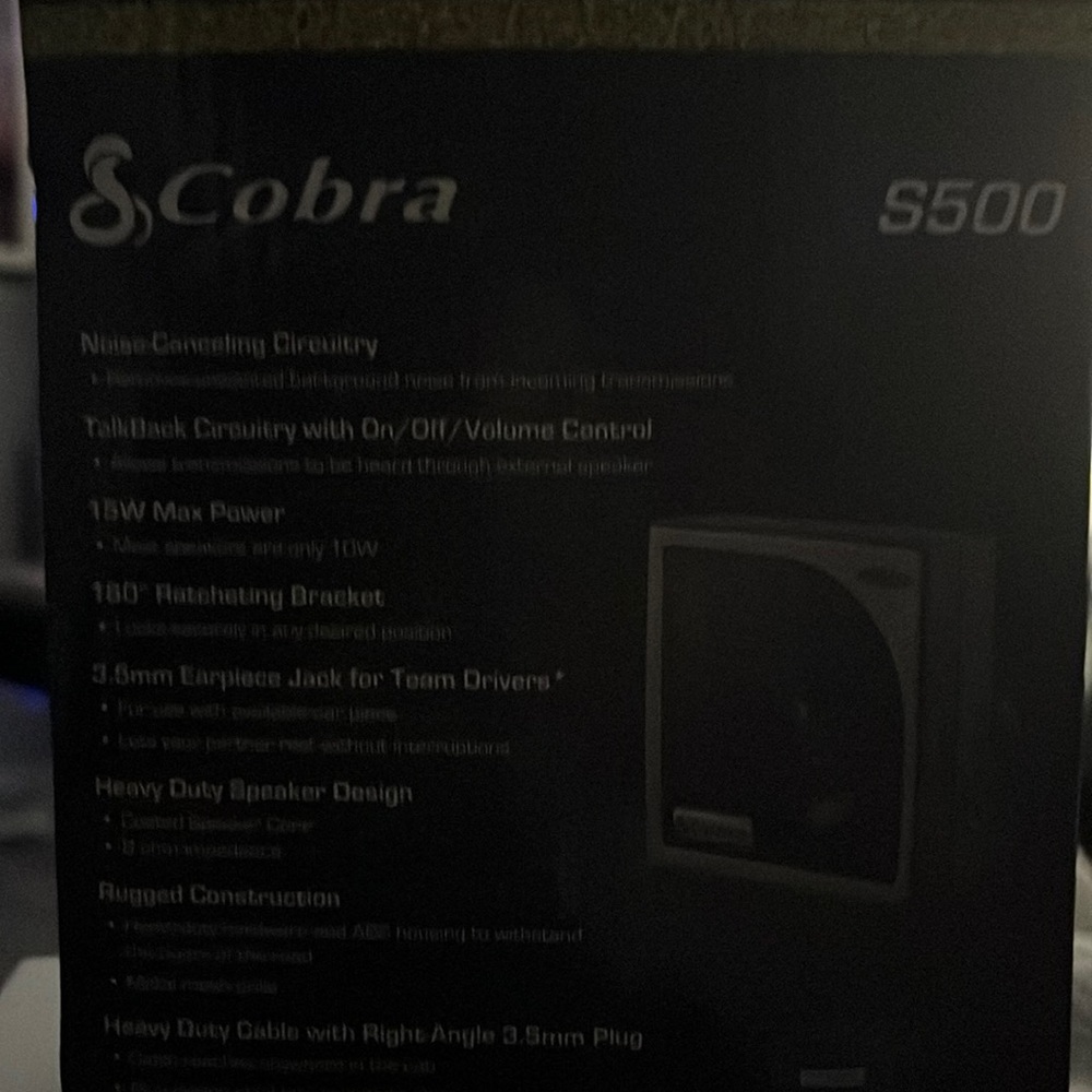 Cobra S500 Noise Canceling external CB speaker with Talk back 15 W Max Power180